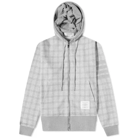 Check Engineered Stripe Zip Hoodie