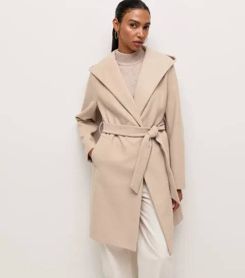 Women's Oatmeal Wrap Hooded Coat