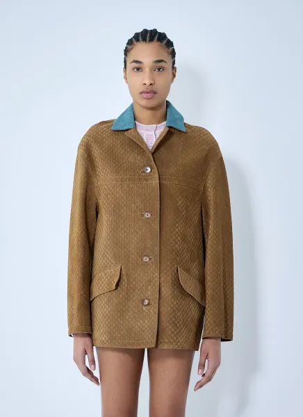 Embossed GG Suede Jacket