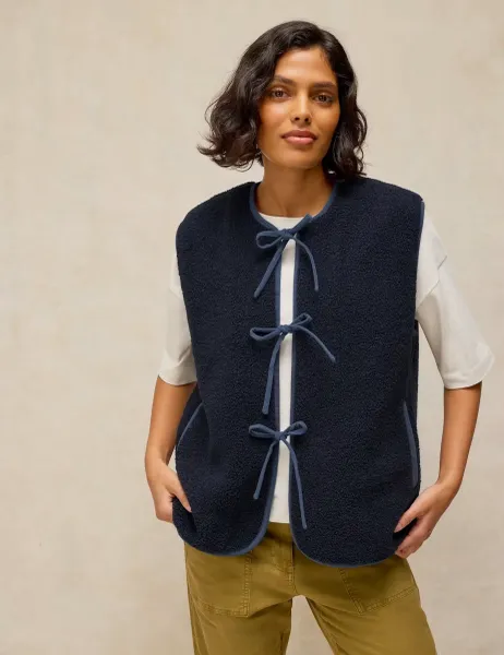 White Stuff Borg Tie Front Gilet Navy