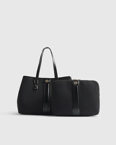 River Island Jacquard Monogram Shopper Bag Bundle