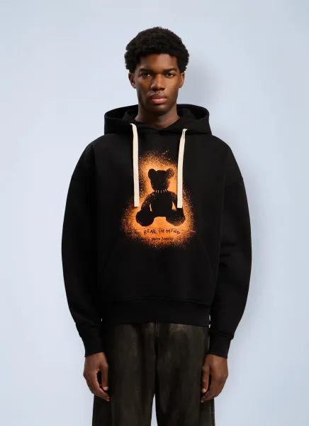 Spray Bear Loose Hooded Sweatshirt