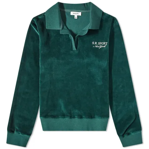 Long Sleeve Amamda Velour Polo