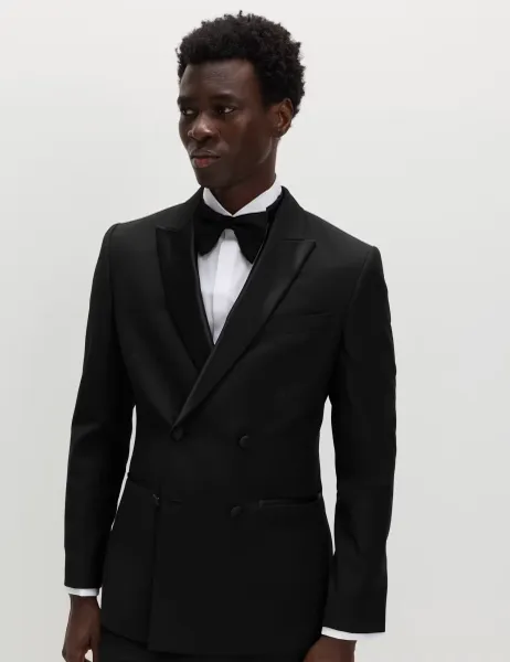 Marks & Spencer Slim Fit Double Breasted Tuxedo Jacket Black