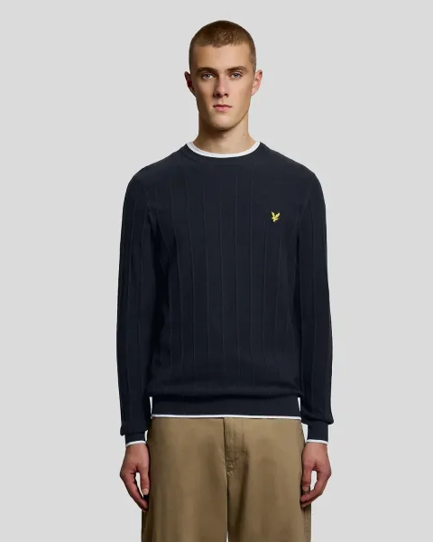 Lyle & Scott Tipped Pique Knitted Crew Neck Jumper