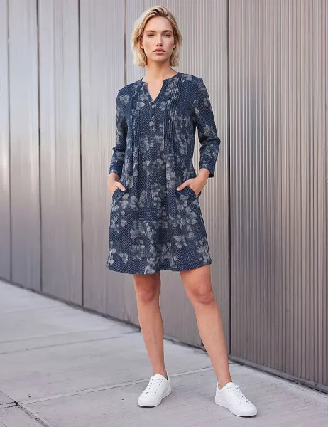 Roman Floral Shift Dress Navy Mix