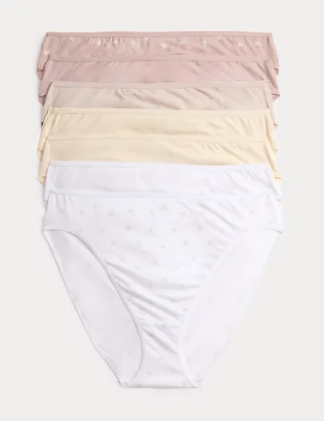 Marks & Spencer 7 Pack Pure Cotton High Leg Knickers Pink Mix