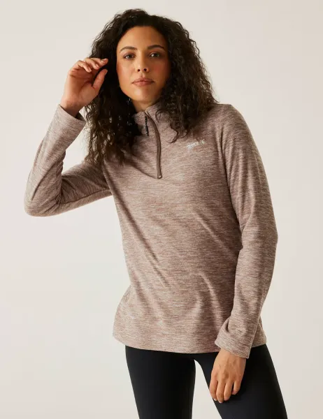 Regatta Sweethart Marl Funnel Neck Half Zip Fleece Brown Mix