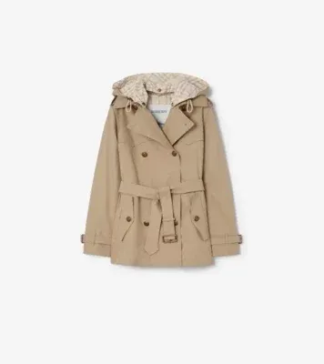 Short Tropical Gabardine Foxfield Trench Coat in Saltmarsh beige