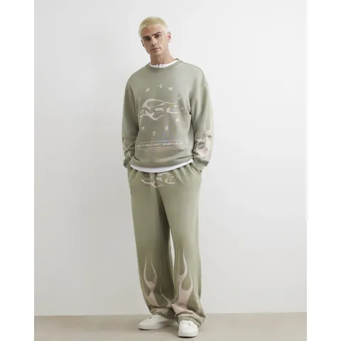 River Island Cotton Blend Flame Joggers