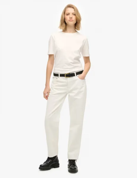 Superdry & Co Mid Rise Straight Leg Jeans White