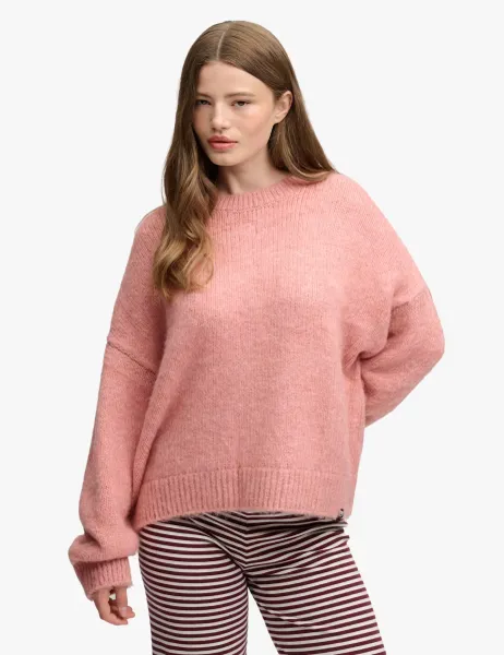 Slouchy Brushed Oversized Jumper Pink