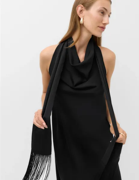 Marks & Spencer Satin Scarf Detail Mini Shift Dress Black