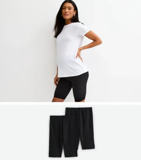 Women's Maternity Pack of 2 Black Cycling Shorts
