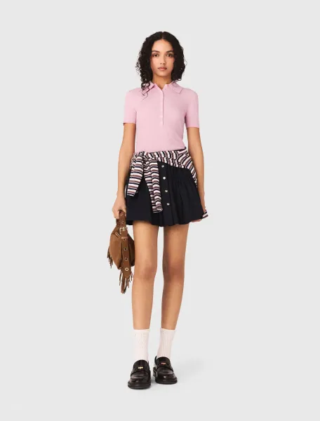 Polo collar ribbed jumper