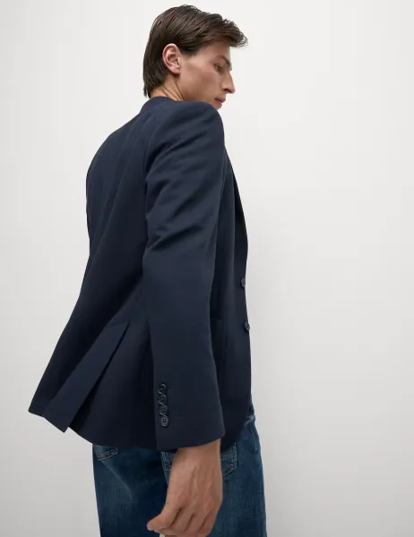Marks & Spencer Tailored Fit Jersey Textured Blazer Navy