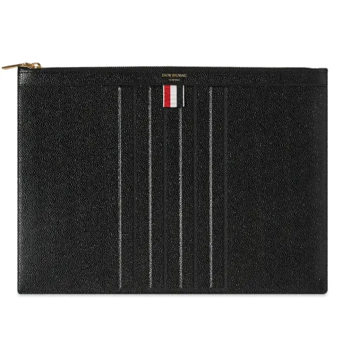 Debossed Engineered Stripe Leather Document Hold