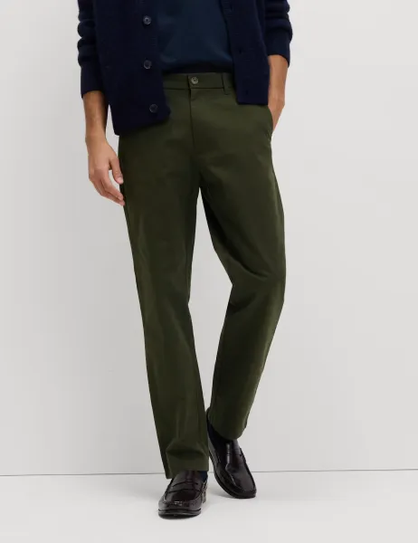 Marks & Spencer Regular Fit Stretch Chinos Dark Khaki