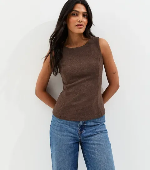 Women's Brown Soft Touch Peplum Vest