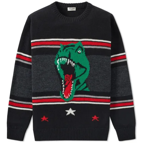 Jacquard Dinosaur Stripe Knit