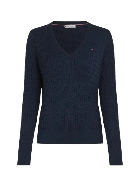 Tommy Hilfiger Cotton Cable V-Neck Sweater