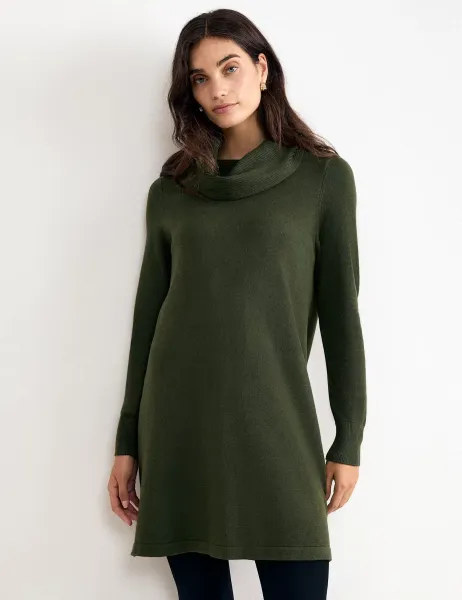 Phase Eight Funnel Neck Mini Jumper Dress Green