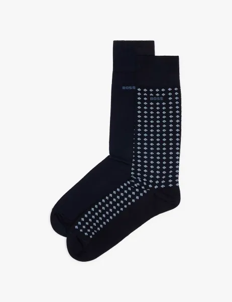 Boss 2 Pack Assorted Cotton Rich Socks Navy