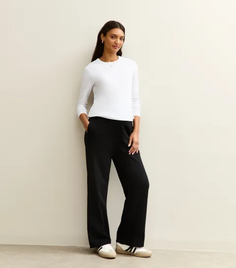 Women's Maternity Black Wide Leg Joggers