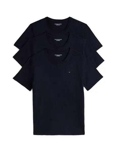 Tommy Hilfiger 3 Pack Signature Pure Cotton Lounge T-Shirts Navy