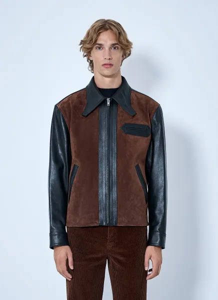 Leather and Suede Panel Jacket