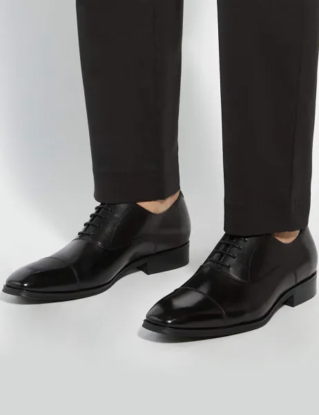 Dune London Wide Fit Leather Oxford Shoes Black