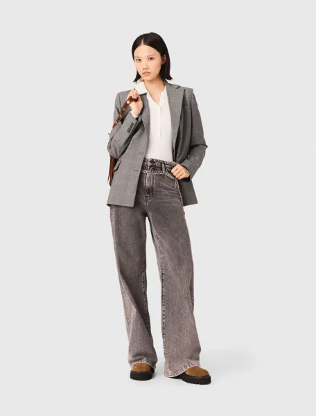 Wide-leg jeans with chain-link belt