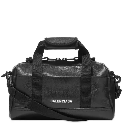Grained Leather Logo Duffel Bag