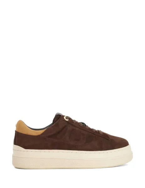 Dune London Leather Lace Up Trainers Brown