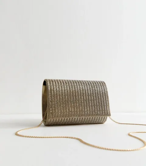 New Look Gold Sparkle Clutch Bag