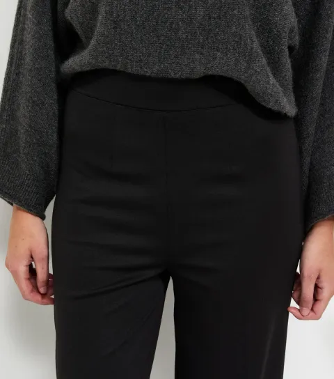 Women's Tall Black Jersey Wide Leg Trousers