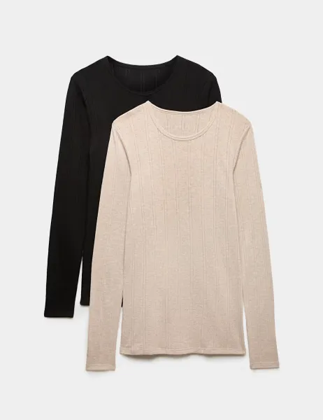 Marks & Spencer 2 Pack Thermal Pointelle Long Sleeve Top