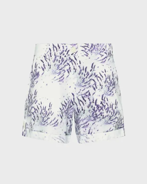 Women Linen Bermuda Shorts Lavender