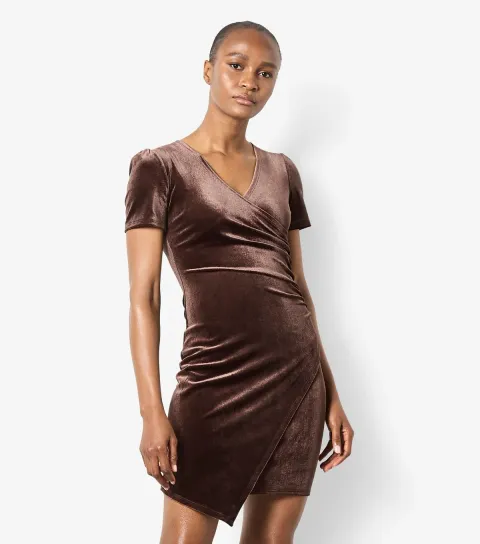 Women's Velvet Side Ruched Dress