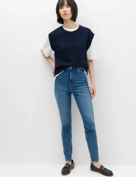 Marks & Spencer Ivy High Rise Skinny Ankle Grazer Jeans Medium Indigo