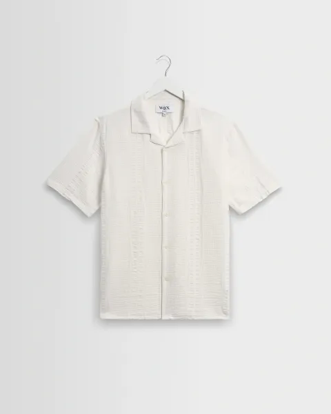 Didcot - Ecru Double-Weave Seersucker Short-Sleeve Shirt
