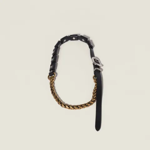 Metal and leather necklace