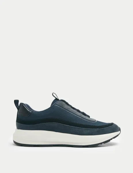 Autograph Leather Mix Runner Trainers Dark Navy