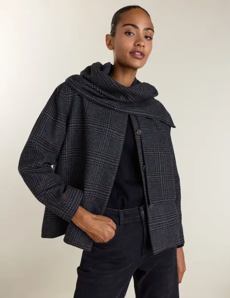 BAUKJEN Wool Rich Checked Scarf Coat