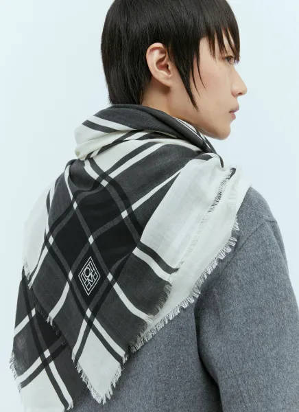 Wool And Silk Check Scarf