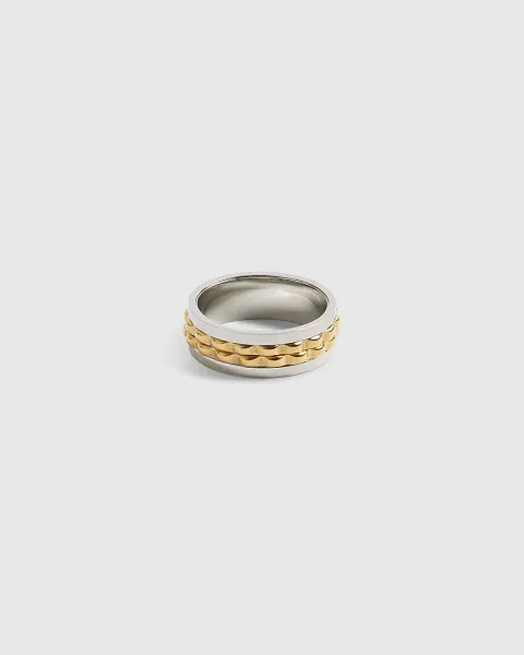 River Island Steel Mixed Metal Spinner Ring