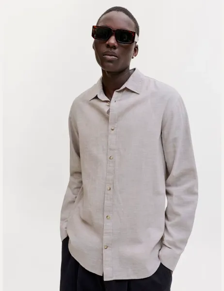 Jack & Jones Regular Fit Linen Blend Shirt Beige