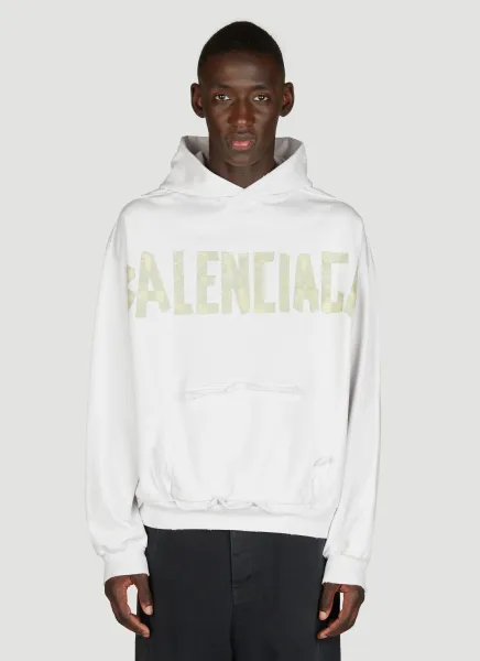 Distressed Logo Print Hooded Sweatshirt