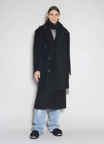Wool-Blend Coat With Detachable Snood