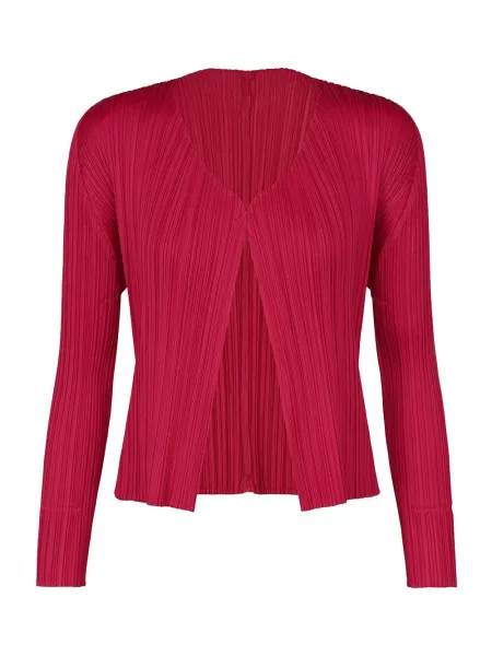 Pleats Please New Colorful Basics Cardigan Carmine